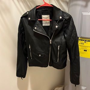 Abercrombie and fitch black vegan leather jacket